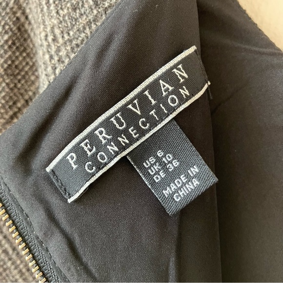 🎁5/$25 Peruvian Connection Brown Plaid Wool Blend Sheath Dress - Picture 7 of 9